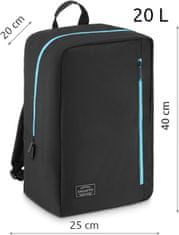 Cestovní batoh černá do letadla 40x20x25 RYANAIR, cestovní taška černá dámská pánská, lehká a prostorná,pohodlné kšandy,nepromokavý, lze nasadit na rukojeť cestovního kufru, 1 komora a 2 kapsy / ZG832