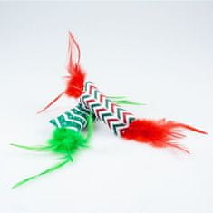 Duvo+ Barevné vánoční hračky pro kočky s hedvábným peřím 2ks 4x25x3cm