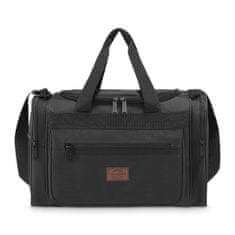 Cestovní taška černá 40x20x25 do letadla, příruční zavazadlo do letadla, nepromokavý materiál a odolná podšívka, držadla a ramenní popruh, ochranné nožičky, 1 přihrádka a 4 prostorné kapsy / ZG849