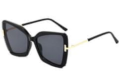 Camerazar Velké čtvercové dámské sluneční brýle s kočičíma očima, kovový rám, UV filtr 400 kat. 3, délka 14,5 cm