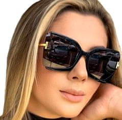 Camerazar Velké čtvercové dámské sluneční brýle s kočičíma očima, kovový rám, UV filtr 400 kat. 3, délka 14,5 cm