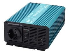 Carspa Měnič napětí P600U-12, 12V/230V+USB, 600W, čistá sinusovka