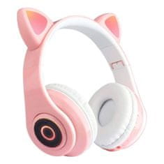 MG B39 bezdrátové sluchátka s kočičími ušima, růžové