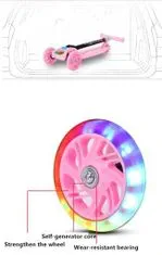 TopKing Koloběžka tříkolová s LED kolečky růžová
