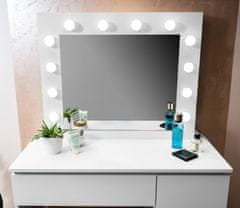 Toaletní stolek se zrcadlem a osvětlením Matný bílý