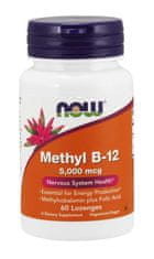 NOW Foods Methyl B12 with Folic Acid (Vitamín + Kyselina Listová v aktivních formách), 5000 mcg, 60 pastilek